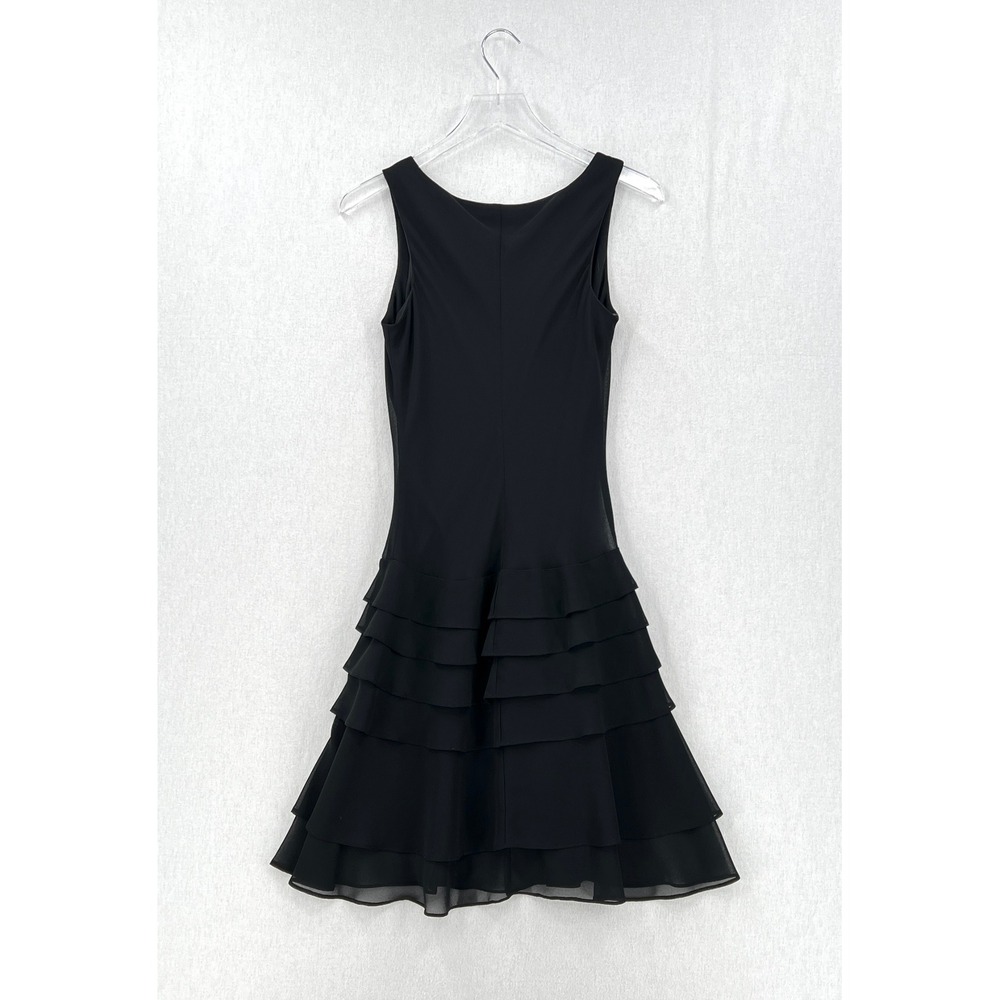 JOSEPH RIBKOFF Vintage Cowl Neck Ruffle Dress Womens 4 Black Party Cocktail Y2K - Picture 3 of 15